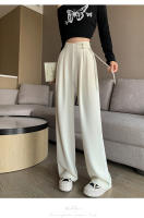Pantalones Anchos De Pierna Para Mujer Cintura Alta Botones Elegante Minimalista Primavera Verano Sueltos Rectos De Poliéster - details 6