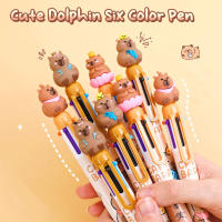Bolígrafo De Bola Multicolor De Capybara Cartoon Recargable 6/4 Colores Estudiantes Suministros De Papelería Plástico - details 0