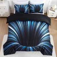 Set De Fundas Para Edredón 3 Piezas Azul Y Negro 3D Dormitorio Decoración Para Hombres Y Mujeres Adultos Malla Suave Y Cómoda Sin Almohada - details 7