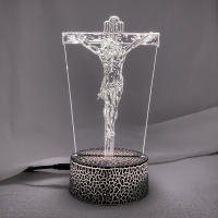 Lámpara De Noche LED USB Multicolor Respeto a Jesús Luz 3D Decorativa Para Iglesia Cábulo De Iluminación Cabello Regalo - details 10