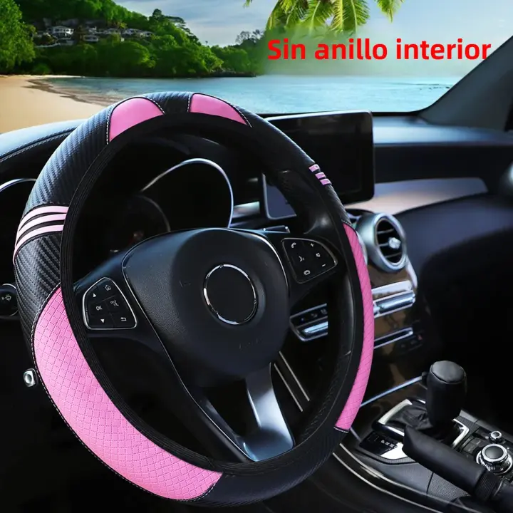Tapa De Volante Y Freno De Mano En Cuero De Fibra De Carbono Pequeño Monster Para Coche Sin Anillo Interior 3 Conjuntos Accesorios De Coche - 1