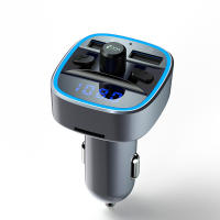 Transmisor FM Bluetooth para coche, adaptador de receptor de radio inalámbrico con luz envolvente azul y función manos libres, cargador USB dual - details 0