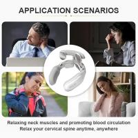 Masajeador Cervical Inteligente Con 4 Cabezas Ajuste De Fuerza Recargable Por USB Calefacción Por Voz Blanca Cuidado Del Cuello - details 6