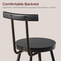 Set of 2 Bar Stools with Backrests, High Kitchen Chairs, Metal Frame, Adjustable Feet, Easy Assembly, for Kitchen, Living Room, Bar, Black - details 0