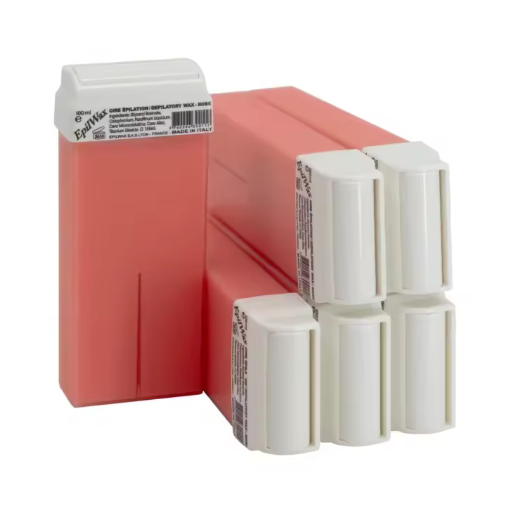 Cera Depilatoria Tibia Cera roll on de 100 ml x 6 Cartuchos de Cera profesional Rosa para Depilación con Bandas Depilatorias des las piernas, axilas, y el cuerpo, n / - 1