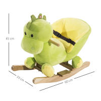 HOMCOM Balancín Infantil en Forma de Dinosaurio de Felpa para Bebés 18-36 Meses con Sonido Cinturón de Seguridad Manillar y Reposapiés 60x33x45 cm Verde - details 2