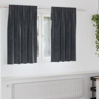 Cortinas Opacas vidaXL con Cinta Superior 2 pcs Gris Oscuro Terciopelo - details 0