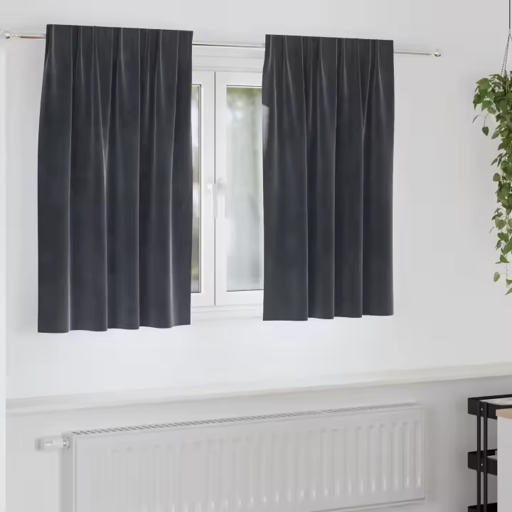 Cortinas Opacas vidaXL con Cinta Superior 2 pcs Gris Oscuro Terciopelo - 1