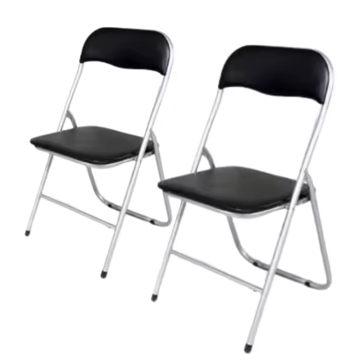 LILI HOME Pack de 2 Sillas Plegables en Color Negro con Respaldo - Metal y PVC - 80 x 48 x 44 cm Gracias a su diseño funcional y moderno, son perfectas para el hogar, la oficina, eventos o reuniones. - 1