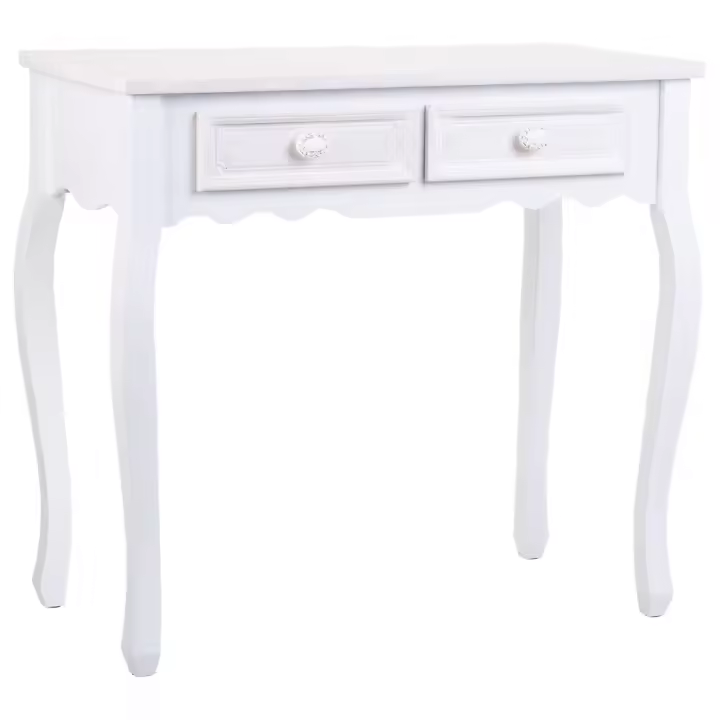 Recibidor de madera de 2 cajones blanco 80x40x75 - 1