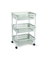 STARLEY-Carrito verdulero Modelo PLFT de plástico con 3 Niveles y Ruedas, cestas apilables portaobjetos, Frutas, Verduras, Cocina, baño ( 61 x 40 x 30 cm) - details 5