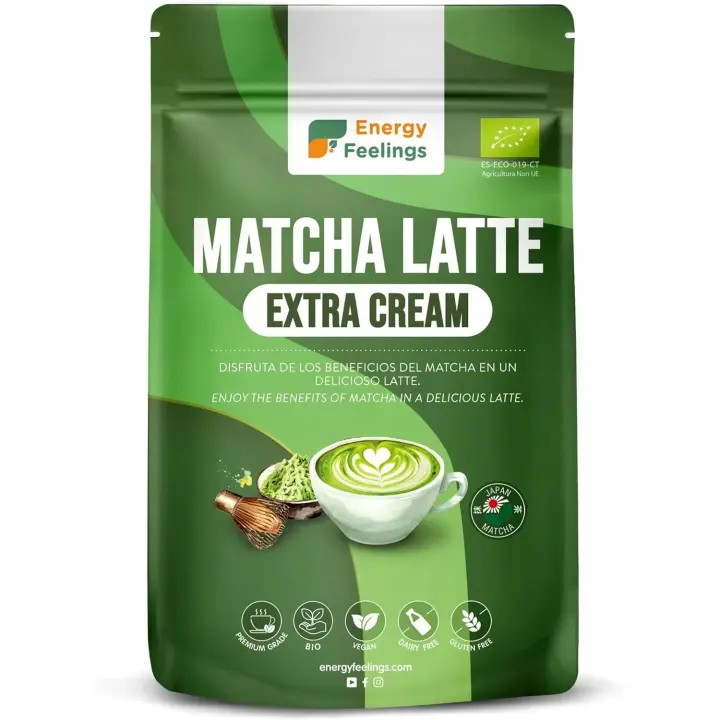 Energy Feelings Matcha Latte Ecológico Extra Cream 500g, Mix Té Matcha Japonés Premium Instáneo en Polvo, Sin Gluten - 1