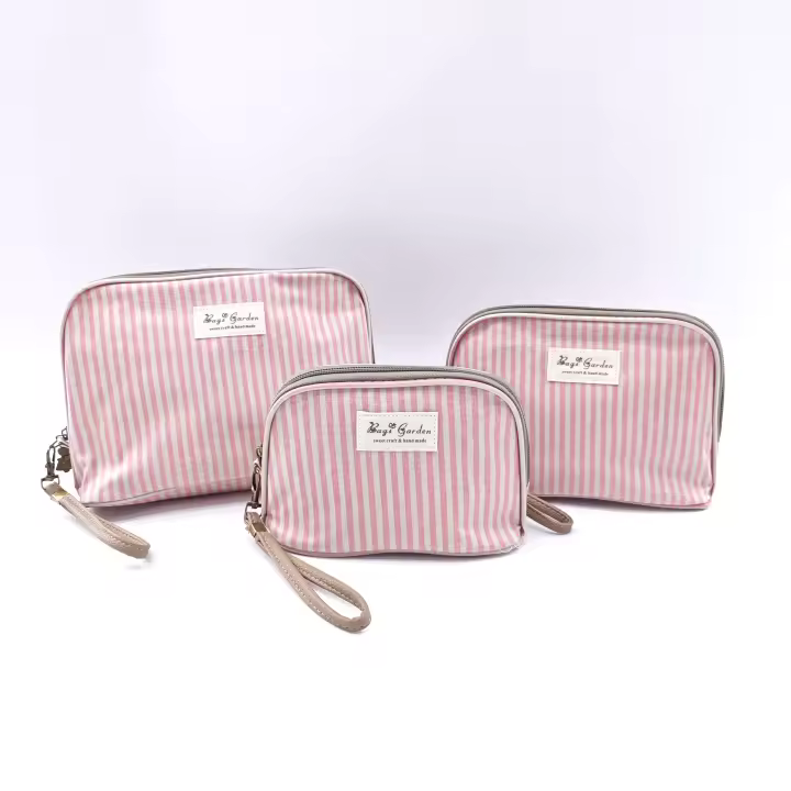 Bagsgarden Neceser de 3 piezas impermeable con rayas, adecuado para cosméticos, bolsa de viaje y gran capacidad de almacenamiento - 1