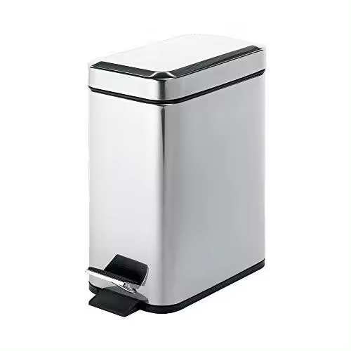 GEDY 29091300000 ARGENTA Papelera rectangular 5 litros con pedal Cromo Brillo - 1