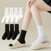 7 Pares De Calcetines De Cuello Redondo Para Mujer En Colores Sólidos Negro Y Blanco Absorbentes De Sudor Transpirables Calcetines Casuales Suaves Y Versátiles - details 1