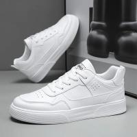 Zapatos Casuales Para Hombre En Cuero Blanco Ligeros Y Transpirables Con Plataforma Zapatillas De Patinaje Deportivas De Verano Y Otoño - details 9