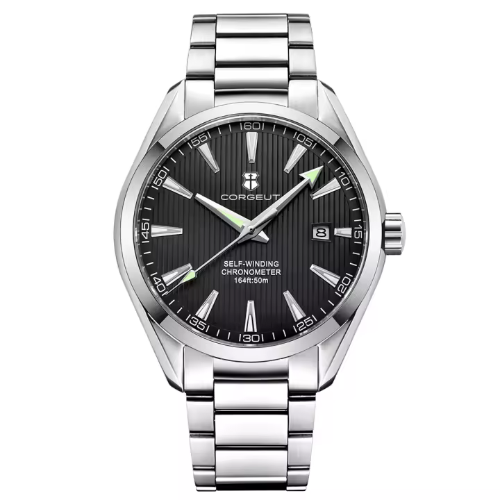 Reloj Mecánico Automático Para Hombre Corgeut 41mm Movimiento NH35 Dial Blanco Y Negro Acero Inoxidable Resistente Al Agua - 1