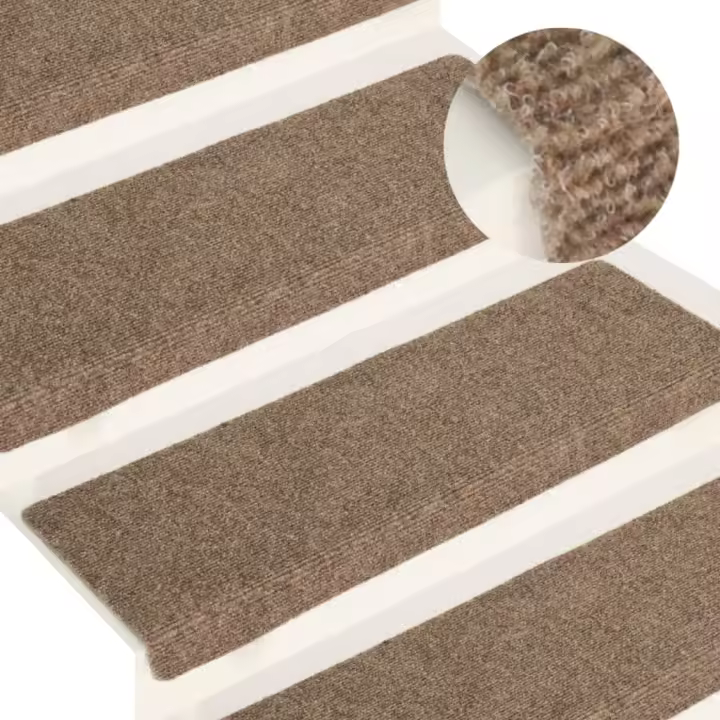vidaXL Alfombrilla de escalera 15 uds tela punzonada crema 65x21x4 cm - 1
