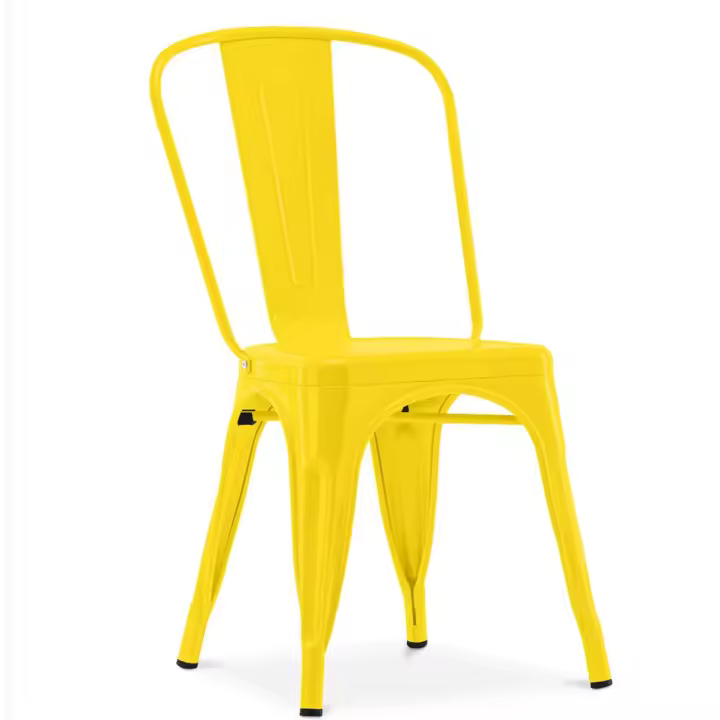 ORION91 Silla Acero BETA Amarillo Fresia Apilable (84x45,5x52 cm) Estilo Industrial Convertible a Taburete Antideslizante Comedor Hostelería Oficina Salón Teletrabajo Cocina - SpazioLuzio - 1