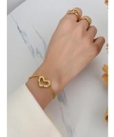 Encanto Pulsera de acero inoxidable para mujer, cadena de bola de acero de doble capa con corazón hueco, joyería para fiesta, amigos, los mejores regalos, pulsera de acero inoxidable de Color dorado para mujer, joyería étnica Cultural - details 20