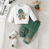 Conjunto De Ropa Para Bebé Terno Con Estampado De Oso Casual Para Niños Y Niñas De 3 a 24 Meses Camiseta De Manga Larga Y Pantalones Navys - details 15