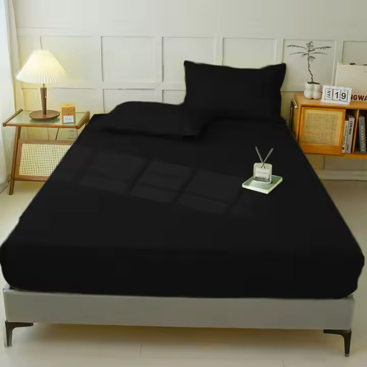 Sábana Ajustable Impermeable De Color Sólido Para Cama Funda De Sábanas Suave Transpirable Sin Ruido Gran Tamaño Con Bolsillo Profundo - 1