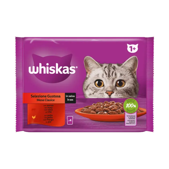 Whiskas 1+ Selección Carne en Salsa para Gatos 4x85g Whiskas - 1