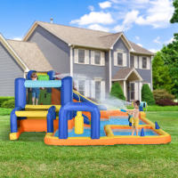 Outsunny Castillo Hinchable Infantil 7 en 1 Castillo Hinchable para Niños con Tobogán Piscina Muro de Escalada Inflador y Bolsa de Transporte 430x420x200 cm Multicolor - details 1