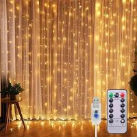 Luces De Cortina LED Con USB Y Control Remoto De 8 Modos Para Bodas Casas Fiestas Pared Ventanas Jardín Navidad Decoraciones - details 13