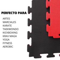 SUELOSPORT Tatami Esterilla Goma EVA Antideslizante Puzzle, Artes Marciales, Judo, Gimnasios, Colegios, Fitness, Medidas 100cm x 100cm x 2,5cm - 4 unidades (4 m²) Azul/Rojo - details 0