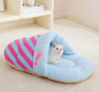 Cama De Gato Confortable De Peluche Cálida Todas Las Estaciones Tunnel Semi-Abierto Bag De Sueño Domo Para Perro/Cat House - details 10