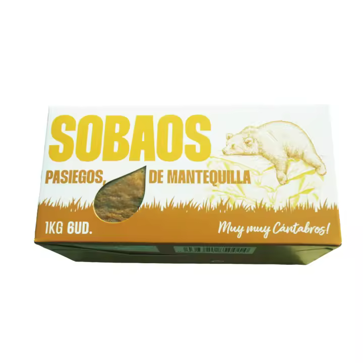EL OSO PARDO Sobaos Pasiegos IGP - Receta Tradicional de Cantabria, 6 uds. Tamaño XL, Caja 1 kg - 1