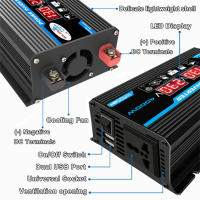 Inversor de corriente LED para coche, convertidor de cargador, adaptador Dual USB, transformador de voltaje de onda sinusoidal modificada, 4000W, 12V a 220V/110V - details 5