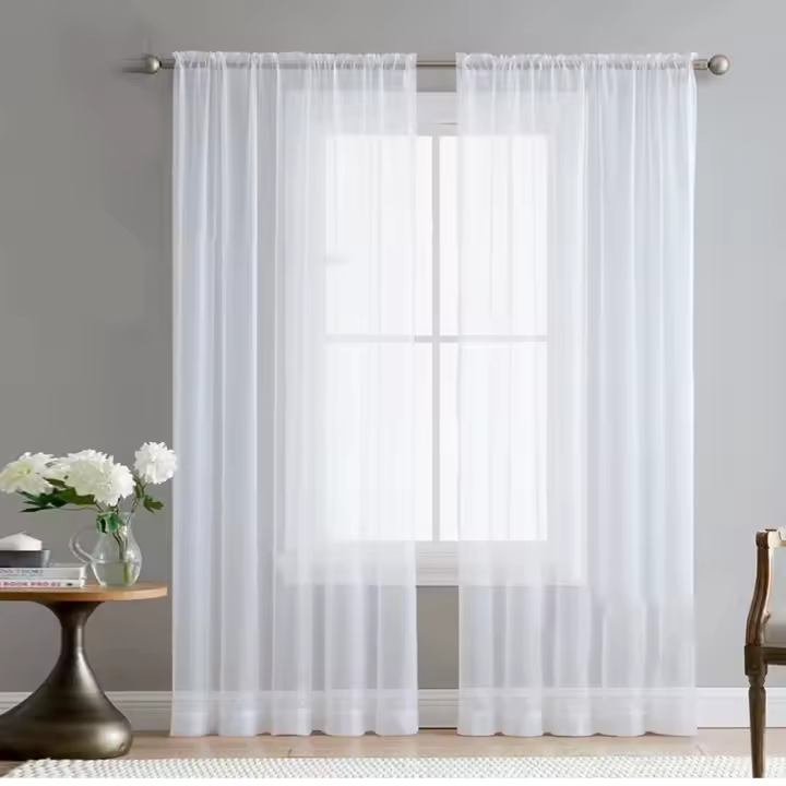 2Pcs Cortinas Blancas Transparentes Para Sala De Estar Ventana Voile Tulle Drapería Filtro De Ventana Decoración Para Hogar Dormitorio Y Boda - 1
