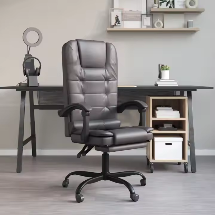 vidaXL Silla de oficina reclinable masaje cuero sintético en color Negro/Rosa/Gris y más | cómodas modernas ergonómicas para comedor cocina salón hogar - 1