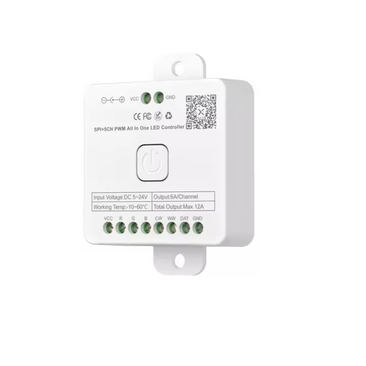 Ledkia Controlador Regulador Tira LED 12/24V DC 12 en 1 W/CCT/RGB/RGBW/RGBWW/IC Digital SPI con Mando y Control Bluetooth Monocolor / CCT / RGB / RGBW / RGBWW - 1