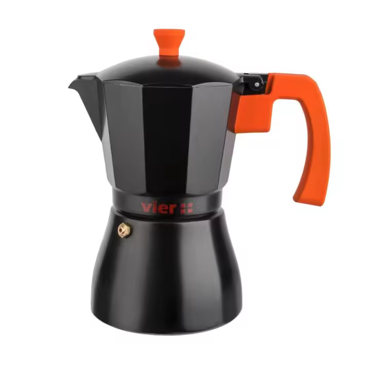 Cafetera aluminio VIER " DUOMO " 6 Tazas, Inducción. Cafetera aluminio para Espresso, Auténtico Café Italiano. - 1