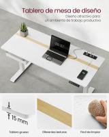Escritorio eléctrico ajustable en altura, mesa de pie 60x140 cm, ajuste continuo, 4 memorias de altura, disponible en blanco, gris, marrón rústico o negro - details 2