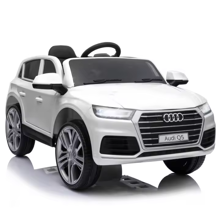 HOMCOM Coche Eléctrico para Niño +3 Años Audi Q5 con Mando a Distancia MP3 Luces y Sonidos Apertura de Puerta y Tirador Carga 30 kg 116x75x56 cm Blanco - 1