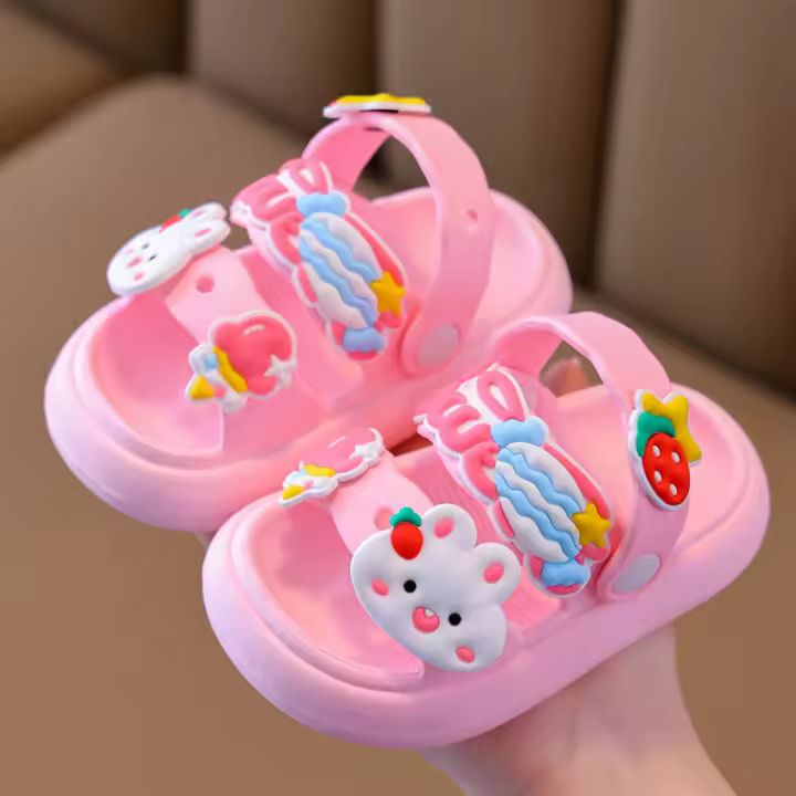 Sandalias De Flor Para Niñas Con Suela Suave Y Diseño De Conejo Antideslizante Zapatos Para Bebés De Dibujos Animados Adorables Talla 4-6Años - 1