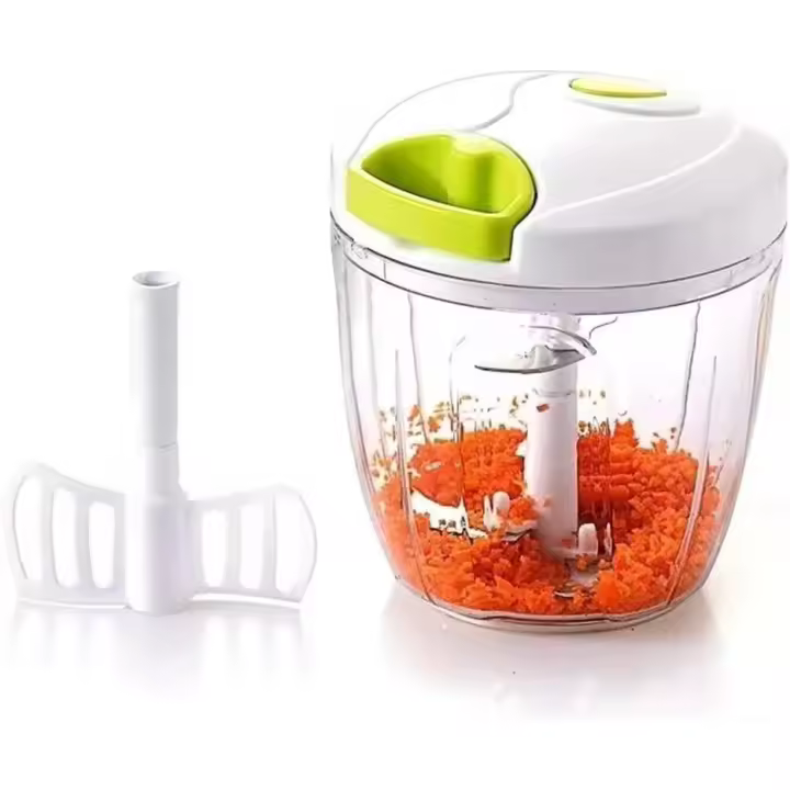 Picadora Manual con Cuerda - 1000 Ml - 5 Cuchillas de Acero - Eficiente y Práctica - 1