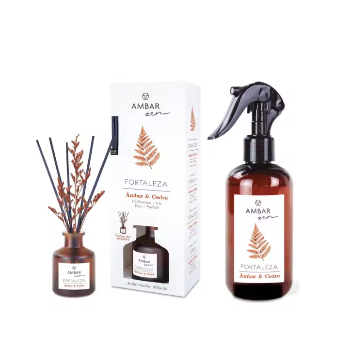 Ambar Perfums Pack Mikado y Ambientador Liquido FORTALEZA (AMBAR Y CEDRO) - 1