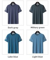 Camiseta De Seda Helada Para Hombres Verano Cuello Redondo Manga Corta Suave Fitness Tops Casual Oversize Tees Transpirable Ligera Secado Rápido Estirable Sin Pliegues - details 9
