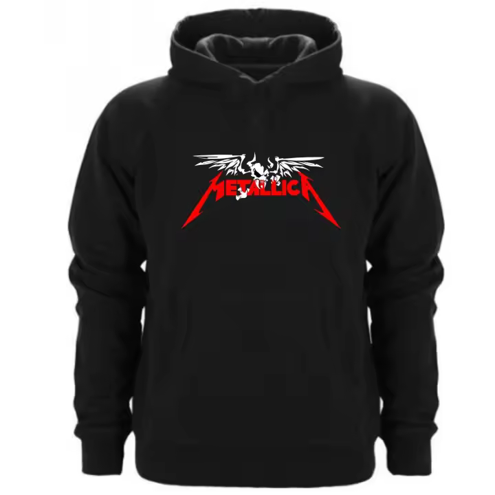 Sudadera de capucha Metallica - Algodón-Poliéster - Excelente calidad - 290 gr/m2 - Bolsillo canguro delantero - Cordón a juego - Puños y bajos de canalé - 1