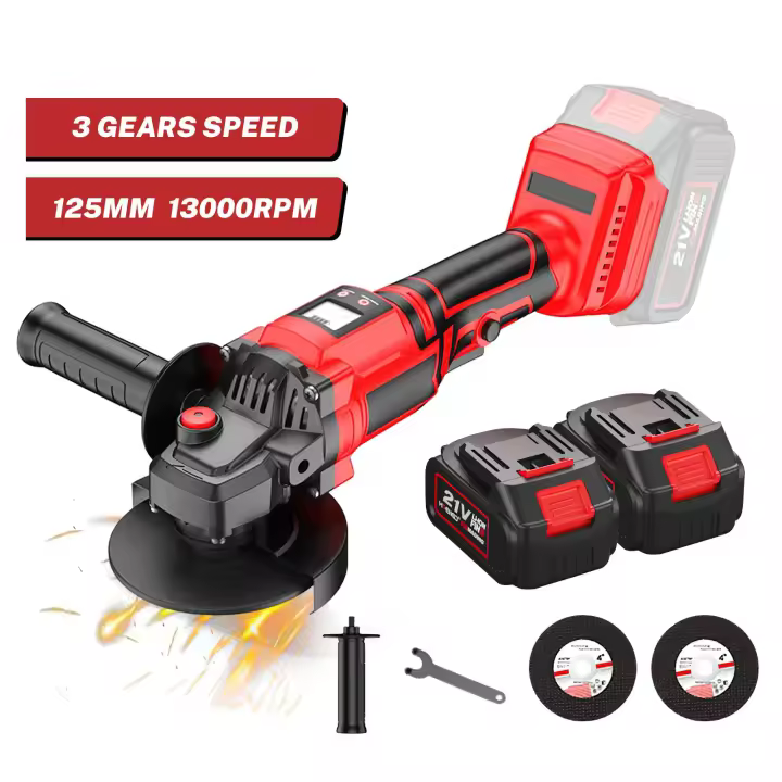 Amoladora angular eléctrica inalámbrica sin escobillas de 125mm, máquina pulidora de corte, pantalla Digital de velocidad, herramienta eléctrica compatible con batería Makita de 18V - 1