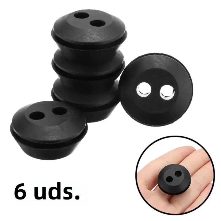 6Pcs Goma Grommet De 2 Agujeros Sellador Para Tanque De Combustible Accesorio De Jardín Para Podadoras Y Cortacésped - 1