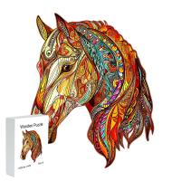 Rompecabezas De Madera En Forma Irregular De Caballo Juego De Puzzle Personalizado Para Adultos Juego Familiar Interactivo Regalo Único Y Elegante - details 0