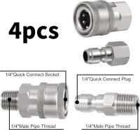 4 piezas de cargadores para hidronavadoras de 1/4 de pulgada, contactos para hidronavadoras with internal Rosca (plateados) - details 0