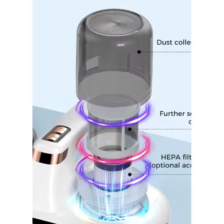 PORCHEDDU Aspirador de Cama 5 en 1, UV-C, Tecnología Ligera y ultrasónica, succión Fuerte de 16kPa, Little ruid, adecucuado para Polvo, Melo de mascotas, etc. - 1