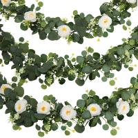 Guirnalda De Eucalipto Falso De 70.8'' Con Flores Blancas Lush Decoración Perfecta Para El Hogar Y Fiestas Uso Exterior Y En Pared - details 11